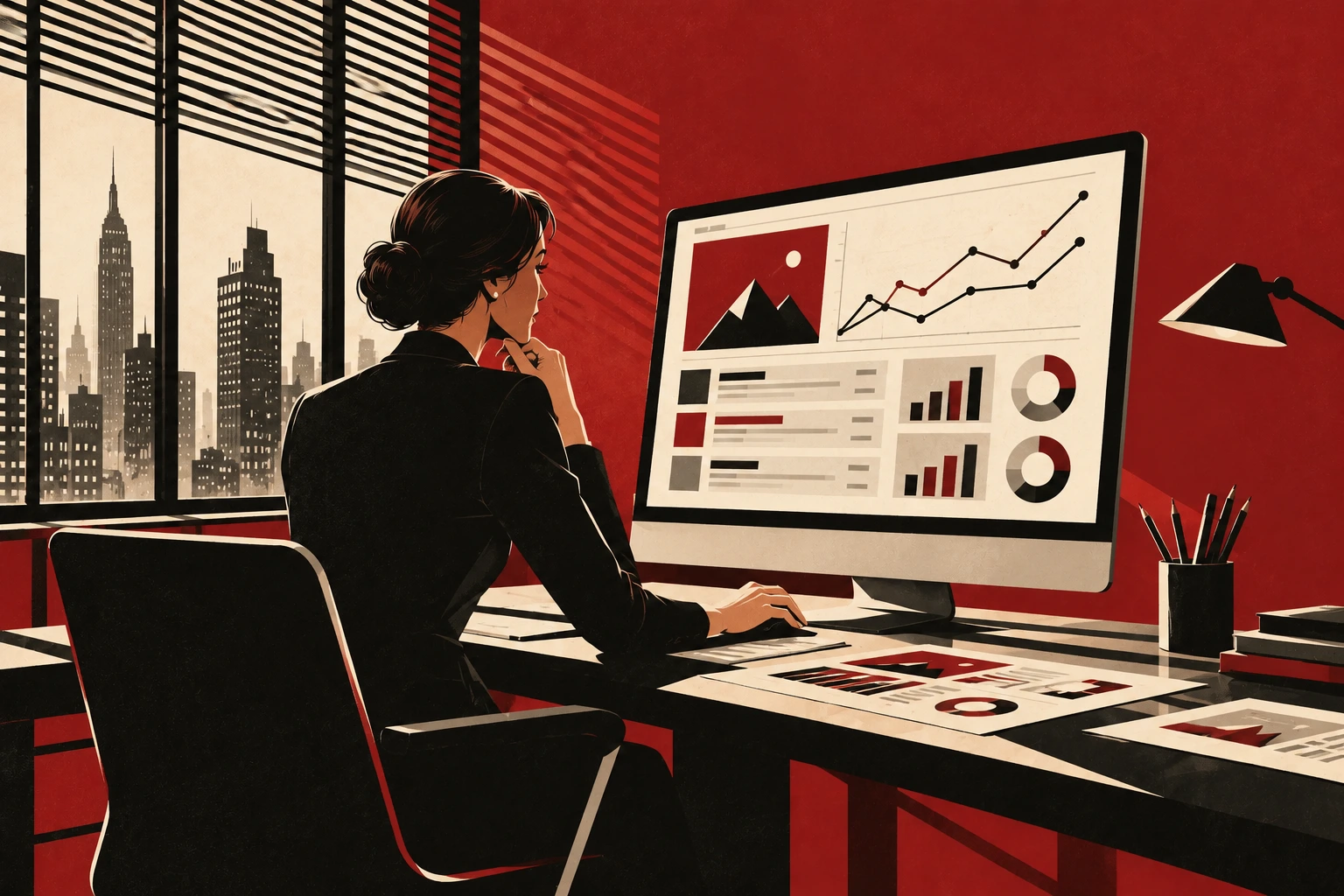 Une cheffe de projet analyse les tableaux de bord d’une campagne digitale.